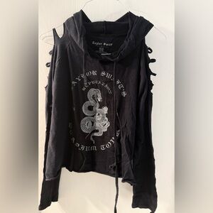 Taylor Swift REPUTATION Black Hoodie with cut sleeves